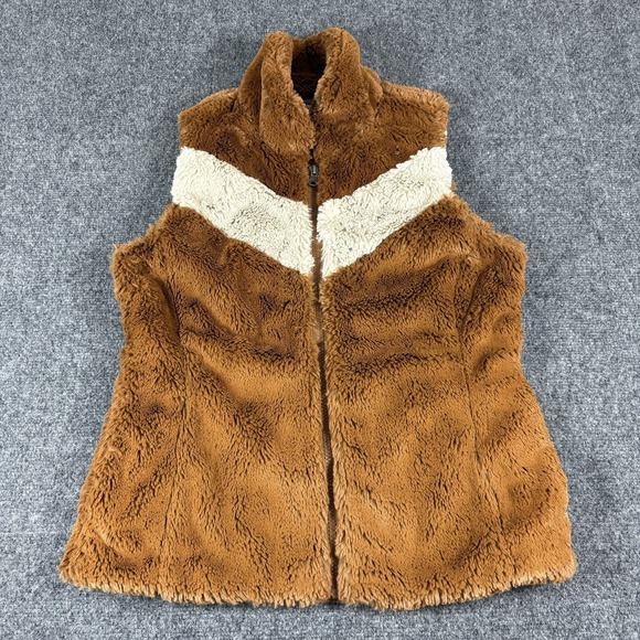PATAGONIA Pelage Fleece Vest Womens S Brown White Full Zip Silky‎ High Pile - Picture 1 of 6